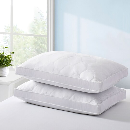 Puredown 2 Pack Quilted Goose Feather Down Pillows Standard Queen King Size